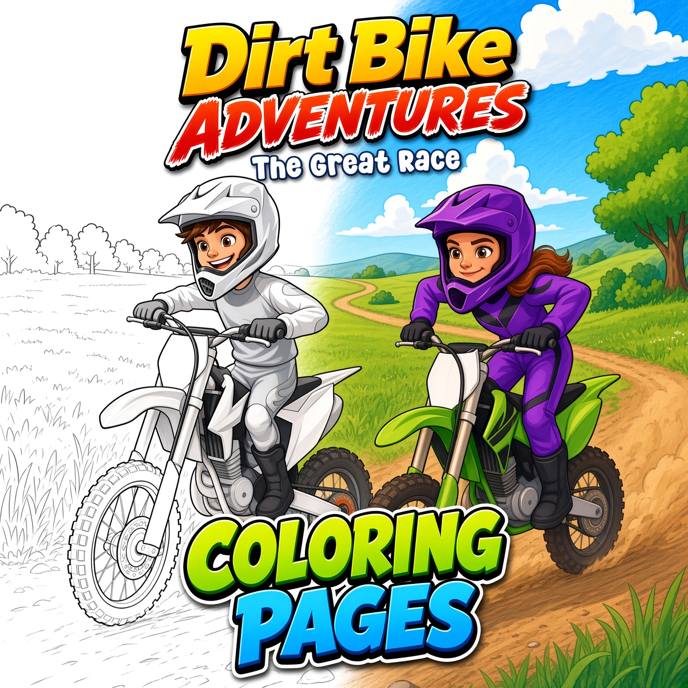 Dirt Bike Adventures - The Great Race Coloring Pages